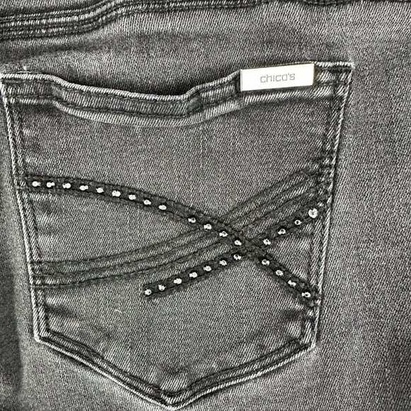 Chicos Jeans Womens 8 So Slimming Black Cotton Stretch Straight Leg Pockets - Picture 8 of 8